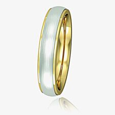 9ct Gold Two Colour 4mm Satin Court Ring R44E081