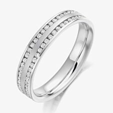 Platinum 0.55ct Double Row Diamond Court Ring FET992 J