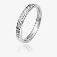 18ct White Gold 2.5mm Diamond Grain Set Court Wedding Ring WG10/2.5R125 18W HSI