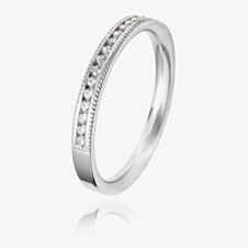 18ct White Gold 3.0mm Vintage Diamond Flat Court Wedding Ring WVGH7/3R125 18W HSI