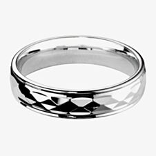 9ct White Gold 6mm Geometric Wedding Ring BC6.0/F66 