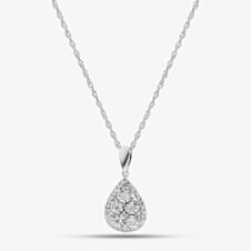Pure Brilliance Sterling Silver Certified Lab Grown 0.25ct Diamond Pear Shape Cluster Pendant Necklace LGP40247-25