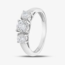 Pure Brilliance 9ct White Gold Certified Lab Grown 1.00ct Brilliant Cut Diamond Three Stone Ring LGR5026-100 (WG)