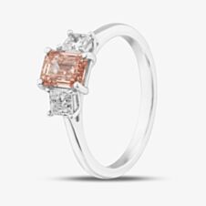 18ct White Gold Lab Grown 1.46ct Pink & White Diamond Trilogy Ring 088PV-W001