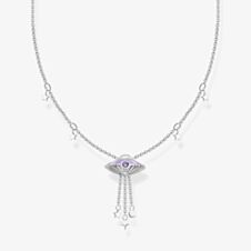 THOMAS SABO Silver UFO Stars Purple Enamel Necklace KE2197-041-21-L45V