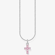 THOMAS SABO Pink Cubic Zirconia Cross Necklace KE2226-051-9-L45V