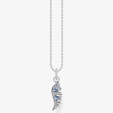 THOMAS SABO Silver & Blue Feather Pendant KE2168-644-1-L45V