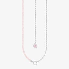 THOMAS SABO Silver Rose Quartz Bead Charm Necklace KE2190-067-9-45