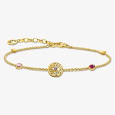 THOMAS SABO Gold Plated Multicolour Stone Sun Coin Bracelet A2132-995-7-L19V