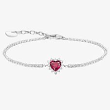 THOMAS SABO Romance Silver Ruby & Cubic Zirconia Heart Bracelet A2188-013-10-L19V