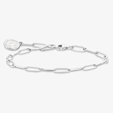 Thomas Sabo Gold Plated White Cold Enamel Long Link 17cm Charm Bracelet X0286-427-39-17