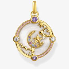 THOMAS SABO Gold Plated Crescent Moon Stone Set Charm PE954-565-7