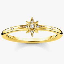 THOMAS SABO Gold Plated Cubic Zirconia Pavé Star Ring TR2317-414-14