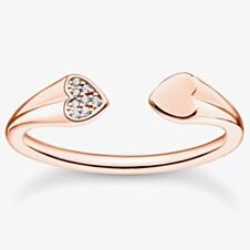 THOMAS SABO Ladies Rose Gold Plated Open Cuff Heart Ring TR2392-416-14