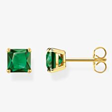 THOMAS SABO Gold Plated Green Stone Earrings H2174-472-6