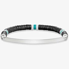 THOMAS SABO Silver Love Bridge Black Obsidian Bead Bracelet LBA0092-885-11