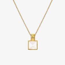 Hot Diamonds Calm 18ct Gold Plated Mother Of Pearl Diamond Square Pendant Necklace DP896