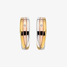 Hot Diamonds Sterling Silver Three Colour Diamond Trio Huggie Hoop Earrings DE841