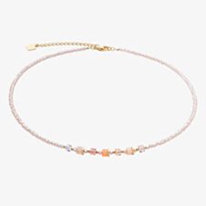 Coeur De Lion Ladies Elegance Gold Apricot Square Crystal Necklace 4357/10-0230