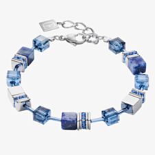 Coeur De Lion Ladies GeoCUBE Sodalite & Haematite Blue Bead Bracelet 4017/30-0700
