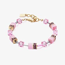 Coeur De Lion GeoCUBE Iconic Mono Gold Plated Pink Bracelet 4020/30-1920