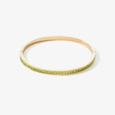 Coeur De Lion Gold Tone Stainless Steel Green Crystal Bangle 0127/33-0516