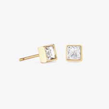 Coeur De Lion Brilliant Square Gold Plated Crystal Earrings 0501/21-1816