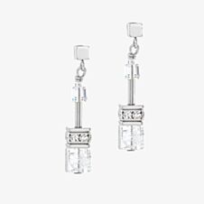 Coeur De Lion Ladies GeoCUBE Iconic Nature White Crystal Drop Earrings 3018/21-1417