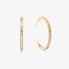 Coeur De Lion Eternal Love Gold Tone Cubic Zirconia Big Hoop Earrings 0147/23-1816