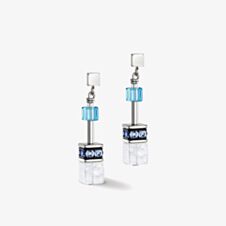 Coeur De Lion Silver Tone Clear & Blue Multi Stone Dropper Earrings 3018/21-0714