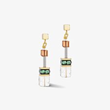 Coeur De Lion GeoCUBE Iconic Gold Tone Multi Colour Multi Stone Dropper Earrings 3018/21-0911