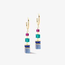 Coeur De Lion GeoCUBE Precious Statement Gold Tone Multi Colour Dropper Earrings 3039/21-1561