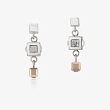 Coeur De Lion GeoCUBE Silver Tone Crystal Dropper Earrings 5037/21-1723