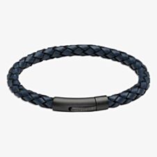 Unique Navy Blue Leather Braided Bracelet B493NV/21CM