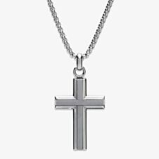 Unique Stainless Steel Matte Polished Cross Pendant AN-117/50CM