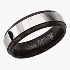Unique Mens Tungsten Carbide 7mm Black-IP Ring TUR-37