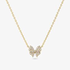 Sif Jakobs Gold Plated Farfalla Cubic Zirconia Butterfly Necklace SJ-N2700-CZ-YG