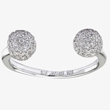 Sif Jakobs Ladies Rhodium Plated 'Bobbio Due' White Pave Open Ring SJ-R0250-CZ