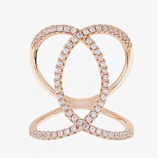 Sif Jakobs Ladies Rose Gold-Plated 'Fucino' Crossover White Cubic Zirconia Ring SJ-R0059-CZ(RG)