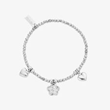 ChloBo Treasures Of Bali Blossoms Of Grace Sterling Silver Flower & Heart Charm Bracelet SBSB0233510