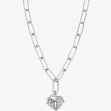ChloBo Silver Link Chain Faith & Love Necklace SNLC9211199