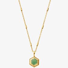 ChloBo Happiness Gold Plated Aventurine Hexagon Necklace GNCC3443