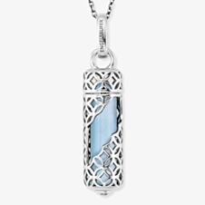 Angel Whisperer Silver Blue Agate Healing Stone Necklace ERN-HEAL-BA-M