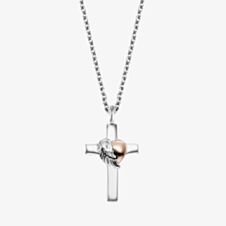 Angel Whisperer Bicolour Cross With Heartwing Necklace ERN-CROSSHEART-BIR
