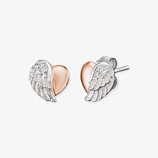 Angel Whisperer Two Tone Heart Wing Stud Earrings ERE-LILHEARTWING-BI