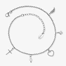Angel Whisperer Silver Heart Multi Charm Anklet ERFS-FLH-PE-ZI