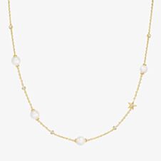 Ania Haie Miss Dainty 14ct Gold Plated Pearl & Cubic Zirconia Star Necklace NO65-09G