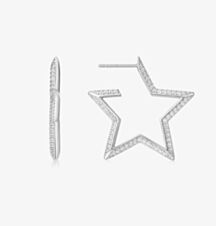 Ania Haie Sunny Sparkler Sterling Silver Large Pave Star Hoop Earrings E064-09H