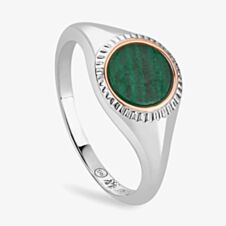 Clogau Silver & 9ct Rose Gold Reflections Of Padarn Malachite Ring 3SMCH0753