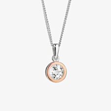 Clogau Celebration Silver 9ct Rose Gold Topaz Circle Necklace 3SMP5